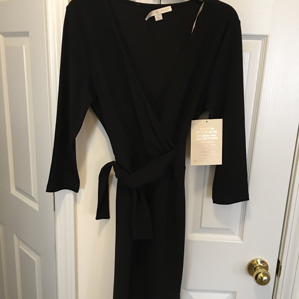 Boston Proper Black Wrap Dress NWT!